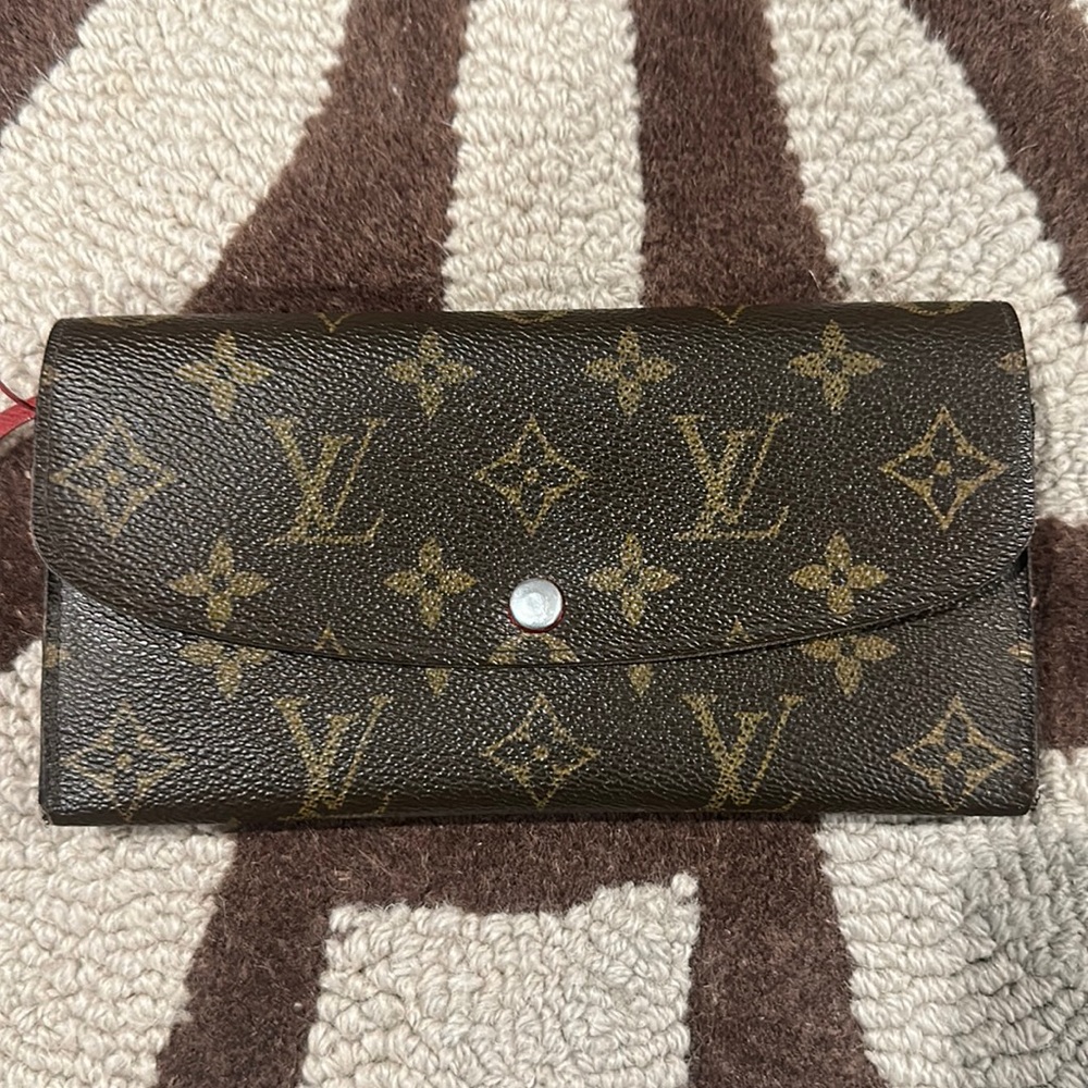 LV Emile Wallet in monogram print cherry red